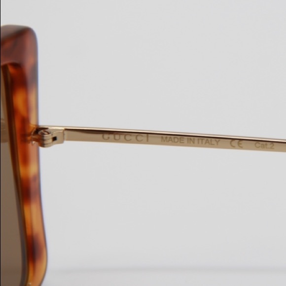 NEW GG0434S 003 GUCCI SHIELD SUNGLASSES GG 0434A HAVANA GOLD - Picture 9 of 11